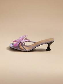 Glizzene 优雅的泰国设计师蝴蝶带一脚蹬凉鞋，时尚女士高跟鞋，2025年夏季新品