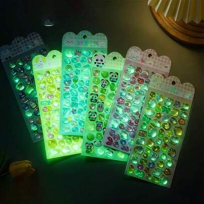 3D Stickers Children's Reward Toy Sticker Decals, 3D Embossed Crystal Fun Cartoon Stickers For Phone Case Decoration