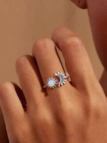 1pc S925 Sterling Silver Fashion Asymmetric Zirconia Twist Adjustable Ring, Elegant Jewelry Gift For Women - Special-shaped Drill Twist Rope - View 4