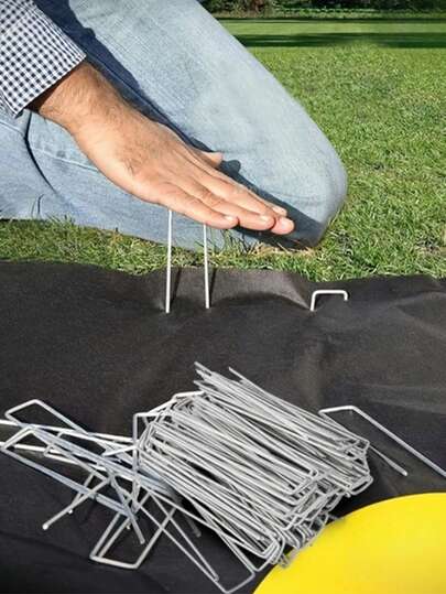 10/30/50/100pcs Galvanized U-Shaped Garden Safety Nails - Lawn Fabric Planting Supplies, With Gardening Balcony Accessories