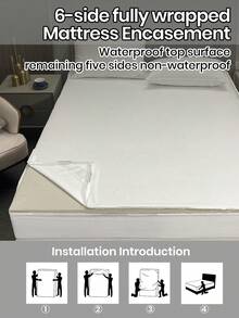 1件装六面防水床垫保护套，防水表面，适用于8英寸厚床垫，适用于双人床、单人床、大号床、厚床垫，透气静音，床垫套，可水洗，低过敏性，优质拉链床垫垫，理想的家居礼品，完美的节日礼物，舒适保暖。 - 白色(床單高20) - 查看 5