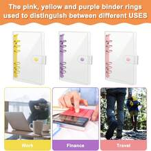 6-Ring Binder Cover | Transparent Budget Tabs, Yellow, Purple, Pink - Durable & Fashionable PVC Material, Suitable For Office Or School, Modern Binder - Multicolor - View 4