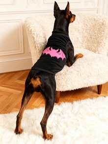 LUCKIE LABO 2件装蜘蛛蝙蝠印花涤纶防跳蚤、防掉毛、保暖透气背心，适用于猫狗，室内外均可使用。 - 黑色 - 查看 3