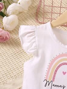 Đầm lưới in họa tiết cầu vồng cho bé gái, tay bồng và chân váy xếp lớp bằng vải tuyn, kiểu dáng thanh lịch, phù hợp cho cả dịp thường ngày và đám cưới, thích hợp cho mùa xuân/hè. - Hồng - Xem 3