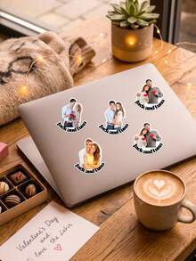 4/12/24pcs Personalized Photo Mug Stickers, Customize Photo And Text,Custom Coffee Cup Stickers With Picture And Text, Design Your Own Mug Stickers , Custom Logo Mug Stickers , Personalized Gift For Mom Or Dad - Multicolor - View 2