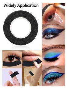 6/2卷眼影贴纸，眼部化妆辅助工具，眼部化妆定型贴纸，眼部化妆保护贴纸，专业睫毛胶带，粘性布质睫毛延长膜，透气微孔布质睫毛延长膜，睫毛卷翘胶带，透气低过敏性睫毛隔离眼膜，赠品，旅行，平价好物，旅行必备 - 黑色 - 查看 4