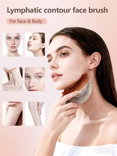 1/2pcs Lymphatic Gua Sha Face Brush - Sculpt Face, Reduce Puffiness, Detox, Improve Skin Tone & Absorption (2pcs Face Contour Brush Set)