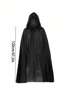 1件男女通用成人黑色薄纱针织连帽斗篷披风，单层设计，适合扮演女巫、吸血鬼、精灵、参加化装舞会、万圣节、圣诞派对等场合，长度5.58英尺（约1.7米）。 - 彩色 - 查看 6