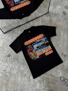 Camiseta de Manga Corta para Hombre Regalo Ideal para Cumpleaños 100% Algodón Camiseta Masculina de Calidad Verano Estampada Transpirable y Cómoda con Diseño de Pascua Camiseta Gráfica Estilo Y2K Escena Urbana - Negro - Ver 2
