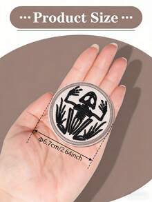 1pc Skeleton Frog Embroidered Patch, Gothic Humorous Design With Heat-Seal Backing, Sew Or Iron-On, Suitable For Clothing, Accessories, Hats, Shoes, Bags And DIY Crafts