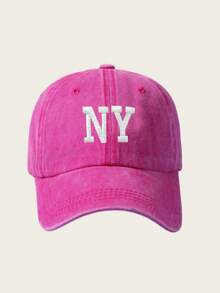 1pc Men's Embroidered NY Washed Baseball Cap, Outdoor Adjustable Casual Dad Hat