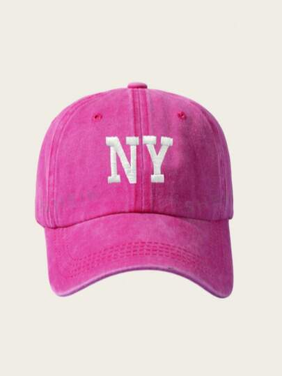 1 pieza Gorra de béisbol lavada con bordado NY para hombre, gorra casual ajustable para papá para exteriores
