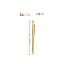 50/25/12/7pcs Gold Plastic Cutlery Set; Knives, Forks, Spoons, Suitable For 50 Guests, Cake Forks, Dessert Spoons, Salad Knives And Forks, Pasta Forks And Spoons, Reusable And Washable, Premium Tableware, Ideal For: Birthday, Wedding, Party, Family Gathering, Team Building, Outdoor BBQ, Camping, Banquet, School Supplies, Graduation Ceremony, Holiday Party And More Occasions (Full Cutlery Set, Full Kitchen Utensils Set, Cutlery, Gold Cutlery) - Gold - View 19