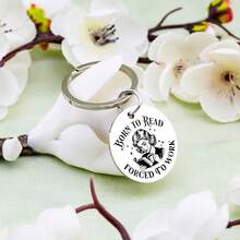 1件装爱书人士礼物，书本钥匙扣，生日礼物，送给爱书人士的趣味礼物，天生爱读书的女性钥匙扣，送给朋友或姐妹 - 銀色 - 查看 1