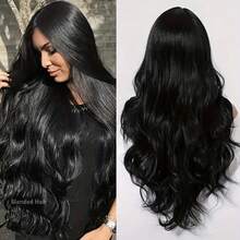 Natural Black Color 13x4 HD Transparent Lace Front Hand Weaves Wigs With Bady Hair Body Wave Wigs Human Blended Hair Lace Frontal Brazilian Virgin Hair Wigs For Women - Natural & Black - View 2