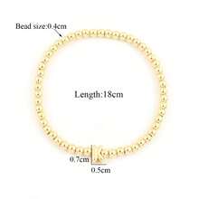 1pc Classic Minimalist Bubble Letter Gold Beaded Bracelet (Women) - Yellow Gold - View 2