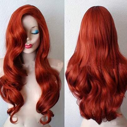 NATAN Anime-Inspired Wavy Red Wig For Cosplay, Unisex-Adult, Heat Resistant, Buckle Net Cap, 23.62inch Long, Perfect For Holidays, Daily Wear, And Conventions
