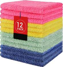 Microfiber Washcloths 12 Pack, Highly Absorbent And Soft Face Towel, Multi-Purpose Wash Cloths For Bathroom, Gym, Hotel, Spa And Kitchen, Multicolor 12x12 Inch - Pink - View 14