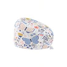 四季通用可调节夹扣式护士帽/手术帽 | 时尚微弹数码印花 | 吸汗速干，按扣设计 | 可手洗，易于护理 | 适用于医疗、美容、牙科、宠物护理 | 可爱动物印花涤纶（聚酯纤维）手术帽、护士帽、护理配件、女士手术帽、长发帽，适合生日派对等各种场合，四季皆宜 - 彩色 - 查看 8