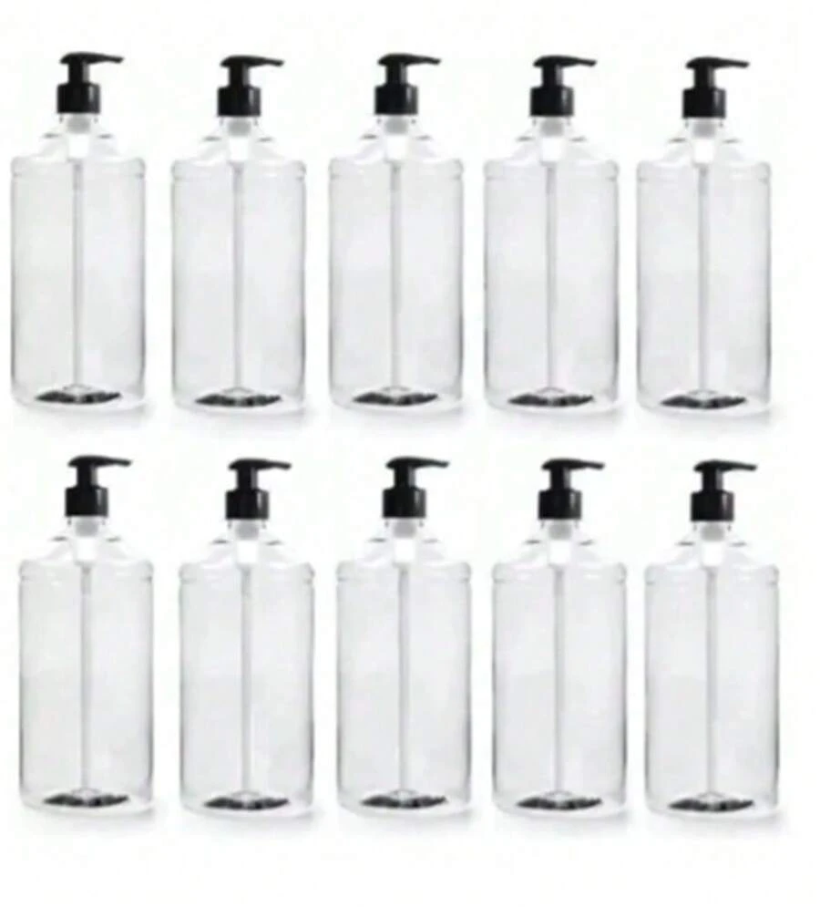 Frasco de 1 Litro Pet Kit 10 Peças com Válvula Pump Bico de Pato - Transparente - Visão 1