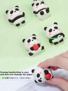 Random Delivery, Creative Design, Cute 3D Panda Erasers, Set Packaging, Height 4.5cm, Children's Writing Tool - Multicolor - View 4