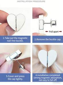 2 Pairs - Heart-Shaped Magnetic Shower Curtain Hooks, Aluminum Alloy Heavy-Duty Anti-Leakage & Anti-Slip Design, Detachable Hooks Suitable For Bathroom, Curtains And Hotel Privacy Protection - Premium Metal Finish - Multicolor - View 9