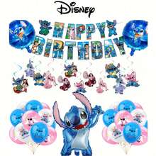 Bộ 48 món trang trí tiệc chủ đề Stitch mới, dây treo kéo rút và cờ treo trang trí - Nhiều màu - Xem 6