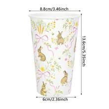 10pcs/30pcs/50pcs Spring Easter Disposable Coffee Cups Wildflower Pink Bow Paper Cup Pastel Bunny Rabbit Egg Floral Drinking Cups For Easter Spring Party Supplies - Multicolor - View 2