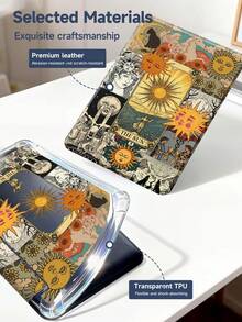 11-Inch Tablet Protective Case With Sun Tarot Card Patchwork Pattern, Suitable For Air M3 2025/M2 2024, Air 5th Gen 2022, 11th Gen 11-Inch 2025, Galaxy Tab, Kindle Paperwhite 12th Gen 2024, Transparent Back, Fashionable Pattern, Auto Sleep/Wake, Airbag Protection, Suitable For Gifts And Office Use - Multicolor - View 11