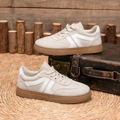 女士新款休闲系带运动鞋，时尚户外街头休闲运动鞋，大码学生仿麂皮橡胶底运动鞋