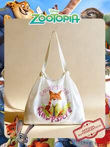 Disney 疯狂动物城官方授权1件装疯狂动物城尼克图案手提包，女士购物袋，大容量可折叠手提包，抽绳单肩包，轻便手提包 - 专为女性/女士/女孩设计，适合日常/购物/外出 - 彩色 - 查看 1