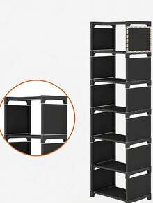 1pc Multi-Tier Single Row Shoe Rack, Vertical Storage Shelf, Sturdy Organizer, Space-Saving, Easy DIY, Non-Woven Fabric & Metal Freestanding Rack, Suitable For Closet, Entryway, Hallway, Bedroom, Autumn Decor, Christmas Decor, Boys' Backpack, Halloween, Also Suitable For Dorm Shoe Storage - Black - View 5