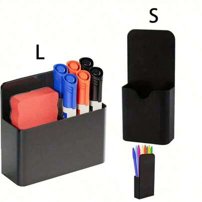 1pc Magnetic Pen Holder, Magnetic Whiteboard Pen Cup, Large Capacity Compartment Storage Box, Magnetic Adsorption Design, Suitable For Storing Markers, Whiteboard Pens, Watercolor Pens, Ballpoint Pens, Pencils, Applicable To Refrigerator, Whiteboard, Storage Cabinet, Back To School Essential