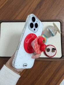 Cute Tomato Heart Magnetic Phone Holder DIY Coffee Pattern Dual-Layer Phone Grip Stand Air Cushion Pull-Push Phone Holder - Multicolor - View 3