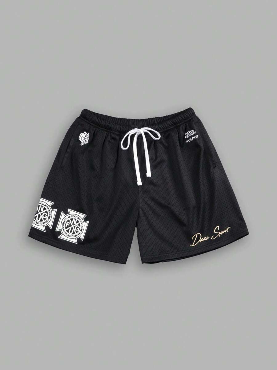Branded Mesh Shorts With Logo Accents & Script Lettering - Nhiều màu - Xem 1