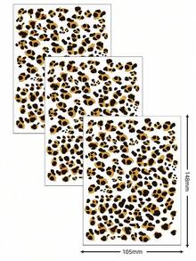 3 Sheets Cheetah Print Tattoo Leopard Temporary Tattoo Realistic Animal Face Fake Tattoos Cheetah Costume Easter Makeup For Party Festival Summer Valentine's Day Karneval Fasching Accessories - Multicolor - View 4