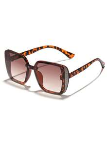 1 pieza Gafas de moda de mujer con marco cuadrado grande y retro de color rosa, adecuadas para salidas diarias, playa de verano, decoración y fotografía callejera - Multicolor - Ver 7