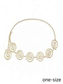 1pc Women's Minimalist Versatile Asymmetric Geometric Spiral Dress With Belt - Striped Spiral Style - View 7