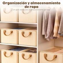 NUEXRY Cajas de Almacenamiento Cajones Organizadores 6pcs Organizador B de Almacenaje con Tapa Pble Organizador de Tela para Arma Ropero Estantería y Oficina ige - Beis - Ver 3