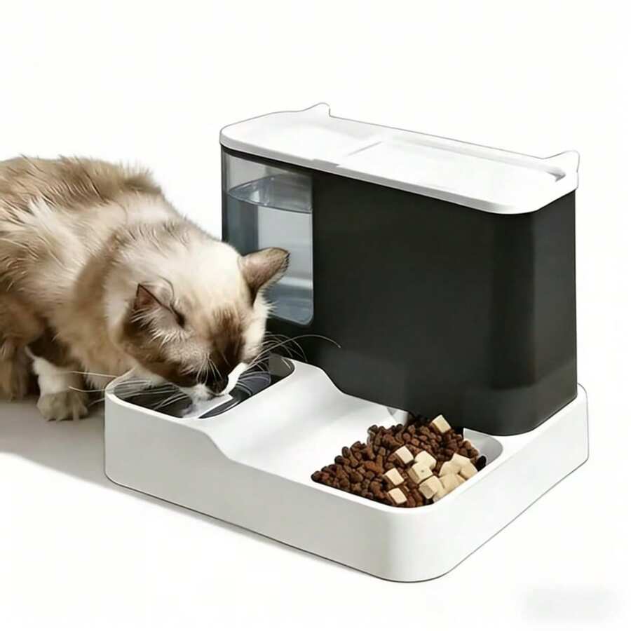1个自动宠物喂食器和饮水器 - 让您的猫狗轻松进食和补充水分！