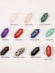 天然石材和水晶六棱柱吊坠,适用于珠宝制作。- 2 件装,尺寸为 21*9 毫米,材质包括玫瑰石英、红玛瑙、亚马逊石、紫水晶和青金石,中心带孔,可用于 DIY 项链、耳环和其他手工礼物,送给您的爱人。情人节珠宝材料和配件。 - 彩色 - 查看 10