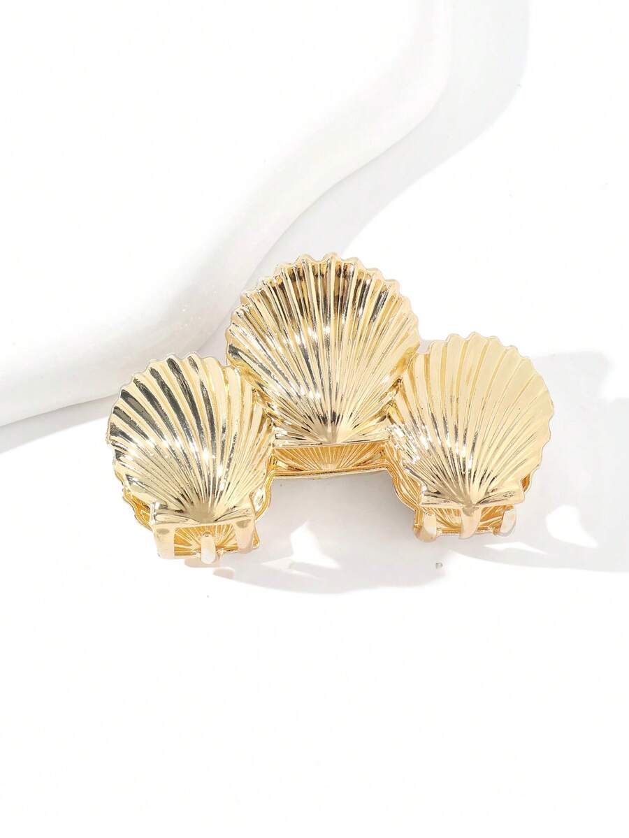 1个极简金属蝴蝶发夹，中号发爪夹，女士适用 - 金色 - 查看 1