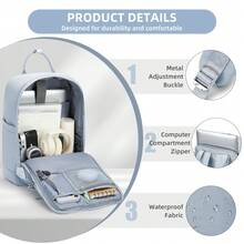 Floless 男女通用40升旅行露营背包，防水可折叠，带可拆卸收纳袋，适合休闲徒步登山，黑色，情人节礼物，旅行包 - 霧霾藍 - 查看 7