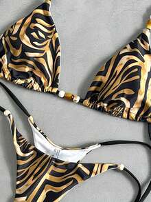 Bikinx 2025年女士度假泳装，性感不对称印花比基尼套装，适合夏季海滩（印花随机） - 彩色 - 查看 5