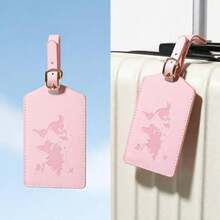 1 Piece Of Vacation Travel Embossed Map Airplane Luggage Tag Unisex - Pink - View 2