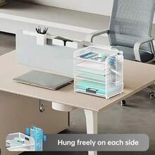 6 Tier Paper Organizer With 4 Pen Holders Mesh Letter Tray With Handle Paper Tray Organizer For A4 Files White - 6 Tier White - View 5