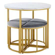 Dining Table & Chair Sets - White+Gray - View 10