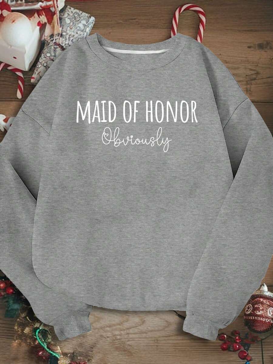 MAID OF HONOR OBVIOUSLY Women's Plus Size Sweatshirt - màu đen - Xem 1