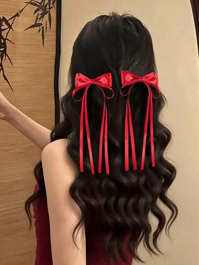 2pcs Women's Cute Bowknot Hair Clips, Versatile Elegant Casual Accessories For Daily Commute, Holiday Gatherings, Birthday Parties, Sightseeing, Photography, Suitable As Gifts For Best Friends