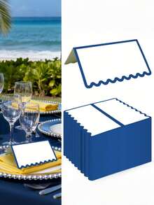 15/30 Pcs Scalloped Seat Cards, Scallop Shape Name Place Card, 3.5 Inch Blank Tente Place Cards, Paper Material Seat Assignment Label Card, Name Cardstock, Table Post Cards, Table Cards Label For Birthday Party Wedding Setting - Multicolor - View 1